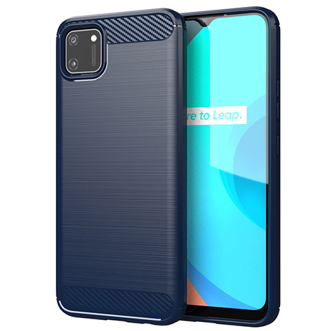 Silikon Hülle Handyhülle Gummi Schutzhülle Flexible Tasche Line für Realme C11 Blau