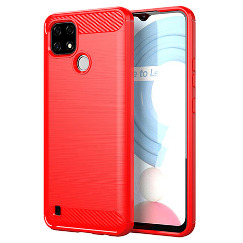 Silikon Hülle Handyhülle Gummi Schutzhülle Flexible Tasche Line für Realme C21 Rot