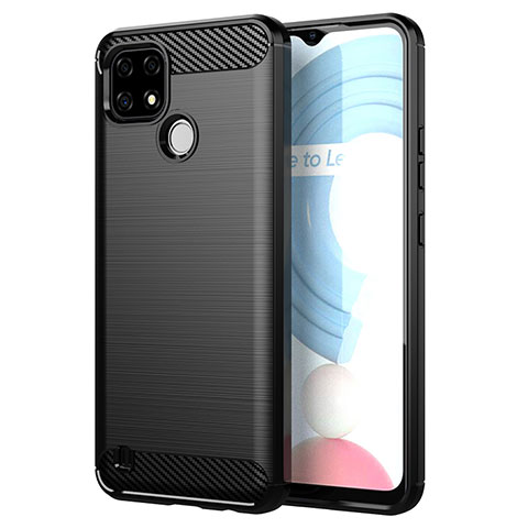 Silikon Hülle Handyhülle Gummi Schutzhülle Flexible Tasche Line für Realme C21 Schwarz