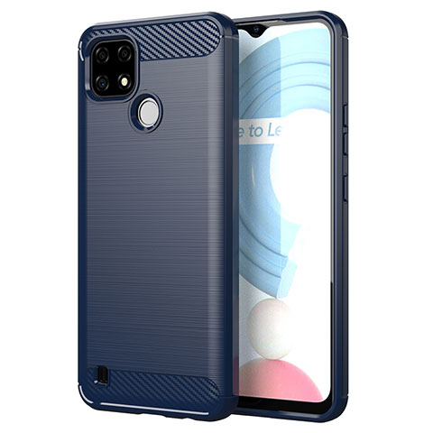 Silikon Hülle Handyhülle Gummi Schutzhülle Flexible Tasche Line für Realme C25Y India Blau