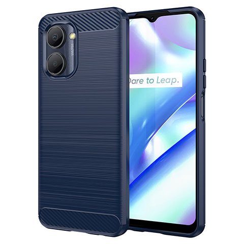 Silikon Hülle Handyhülle Gummi Schutzhülle Flexible Tasche Line für Realme C33 Blau