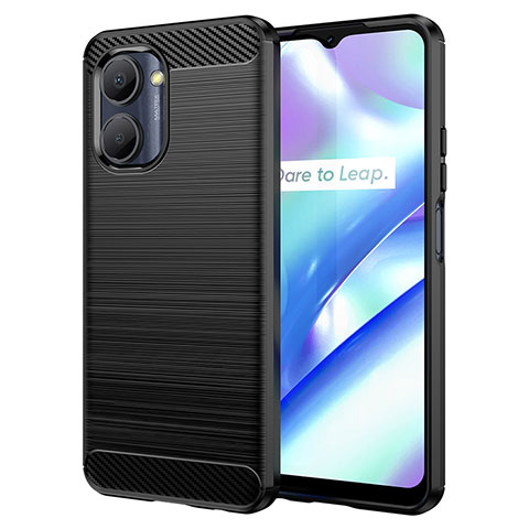 Silikon Hülle Handyhülle Gummi Schutzhülle Flexible Tasche Line für Realme C33 Schwarz