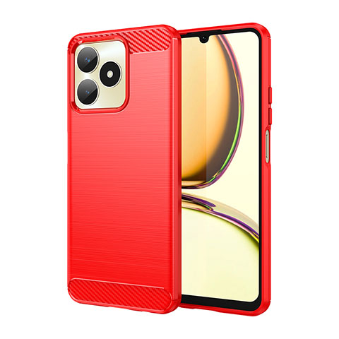 Silikon Hülle Handyhülle Gummi Schutzhülle Flexible Tasche Line für Realme C51 Rot