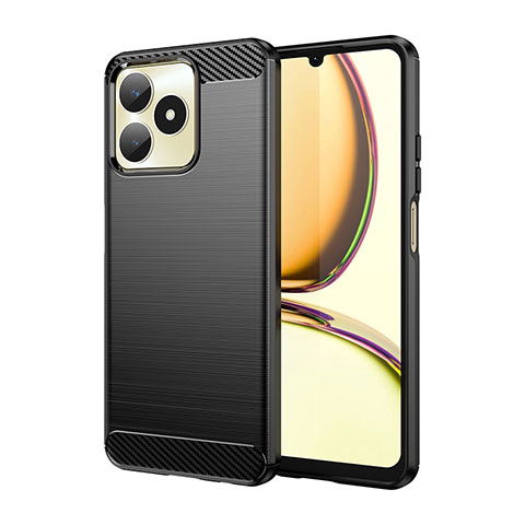 Silikon Hülle Handyhülle Gummi Schutzhülle Flexible Tasche Line für Realme C53 India Schwarz