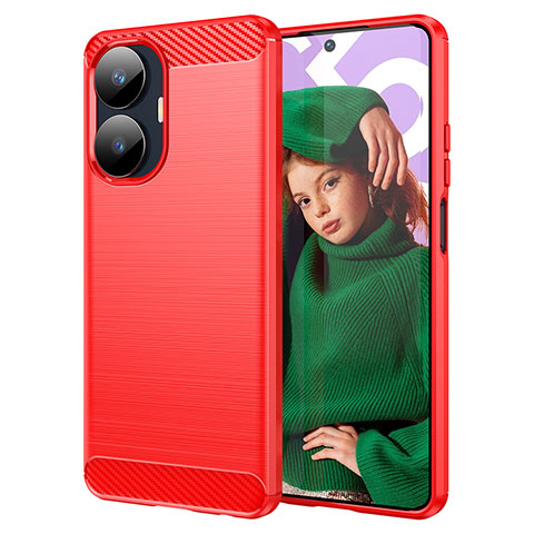 Silikon Hülle Handyhülle Gummi Schutzhülle Flexible Tasche Line für Realme Narzo N55 Rot