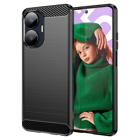 Silikon Hülle Handyhülle Gummi Schutzhülle Flexible Tasche Line für Realme Narzo N55 Schwarz