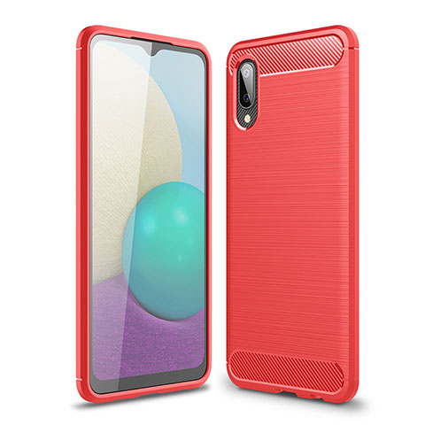 Silikon Hülle Handyhülle Gummi Schutzhülle Flexible Tasche Line für Samsung Galaxy A02 Rot