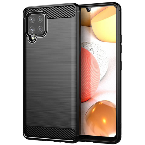 Silikon Hülle Handyhülle Gummi Schutzhülle Flexible Tasche Line für Samsung Galaxy A42 5G Schwarz