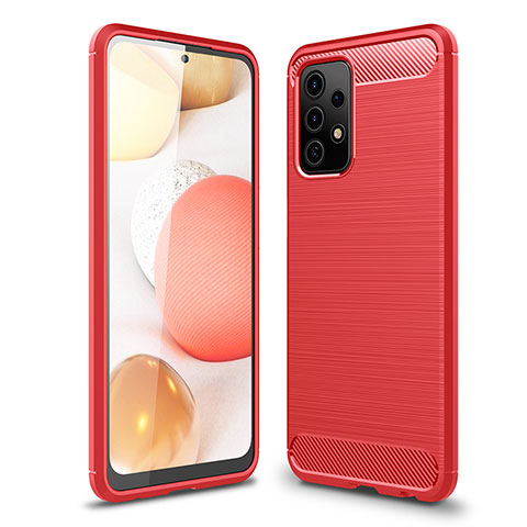 Silikon Hülle Handyhülle Gummi Schutzhülle Flexible Tasche Line für Samsung Galaxy A52 4G Rot