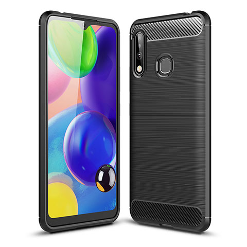 Silikon Hülle Handyhülle Gummi Schutzhülle Flexible Tasche Line für Samsung Galaxy A70E Schwarz