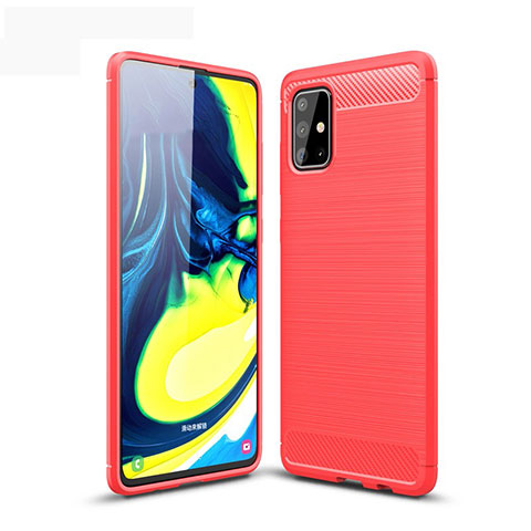 Silikon Hülle Handyhülle Gummi Schutzhülle Flexible Tasche Line für Samsung Galaxy A71 4G A715 Rot