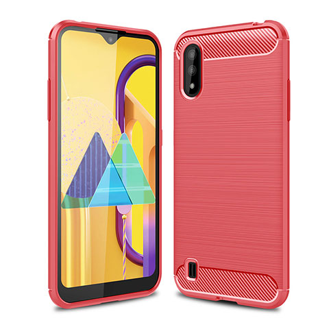 Silikon Hülle Handyhülle Gummi Schutzhülle Flexible Tasche Line für Samsung Galaxy M01 Rot