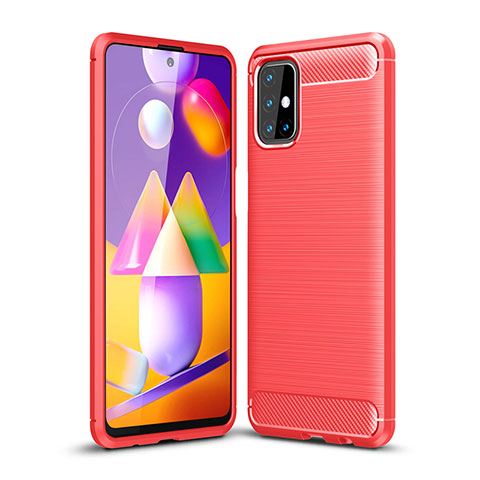 Silikon Hülle Handyhülle Gummi Schutzhülle Flexible Tasche Line für Samsung Galaxy M31s Rot