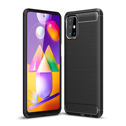 Silikon Hülle Handyhülle Gummi Schutzhülle Flexible Tasche Line für Samsung Galaxy M31s Schwarz