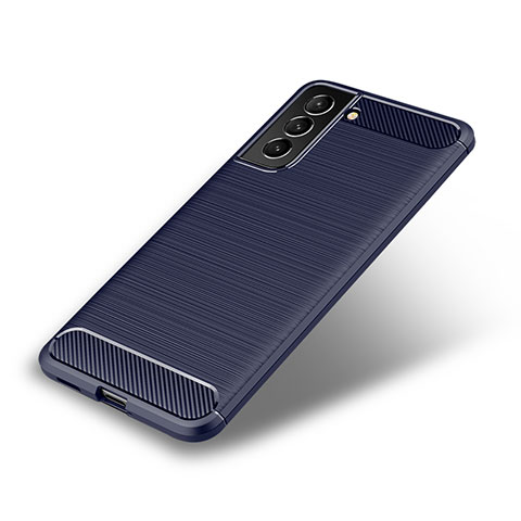 Silikon Hülle Handyhülle Gummi Schutzhülle Flexible Tasche Line für Samsung Galaxy S21 5G Blau