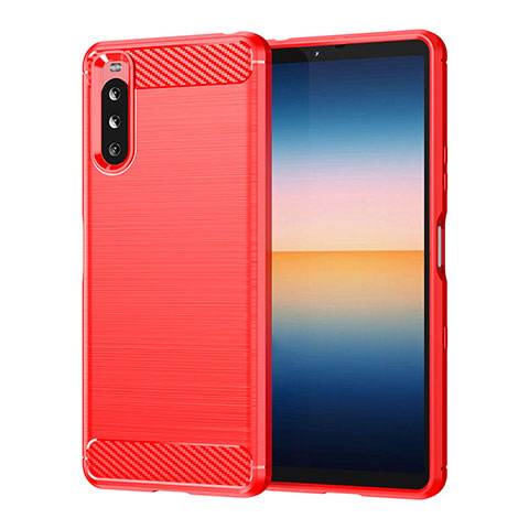 Silikon Hülle Handyhülle Gummi Schutzhülle Flexible Tasche Line für Sony Xperia 10 III SOG04 Rot