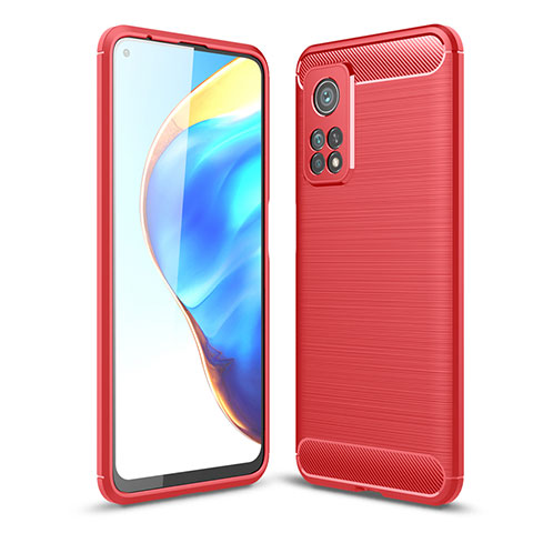 Silikon Hülle Handyhülle Gummi Schutzhülle Flexible Tasche Line für Xiaomi Mi 10T 5G Rot