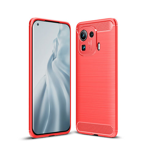 Silikon Hülle Handyhülle Gummi Schutzhülle Flexible Tasche Line für Xiaomi Mi 11 Pro 5G Rot