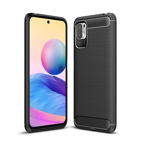 Silikon Hülle Handyhülle Gummi Schutzhülle Flexible Tasche Line für Xiaomi POCO M3 Pro 5G Schwarz