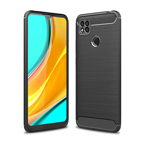 Silikon Hülle Handyhülle Gummi Schutzhülle Flexible Tasche Line für Xiaomi Redmi 9 Activ Schwarz