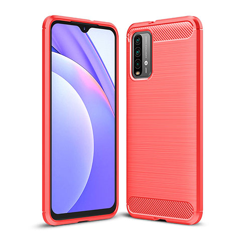 Silikon Hülle Handyhülle Gummi Schutzhülle Flexible Tasche Line für Xiaomi Redmi 9 Power Rot