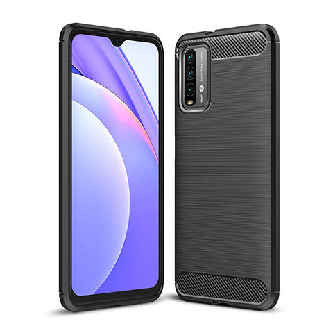 Silikon Hülle Handyhülle Gummi Schutzhülle Flexible Tasche Line für Xiaomi Redmi 9 Power Schwarz