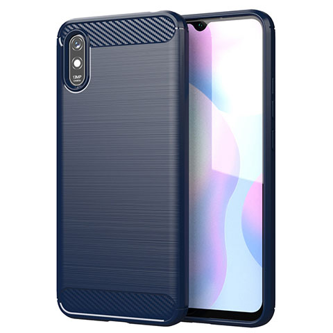 Silikon Hülle Handyhülle Gummi Schutzhülle Flexible Tasche Line für Xiaomi Redmi 9A Blau