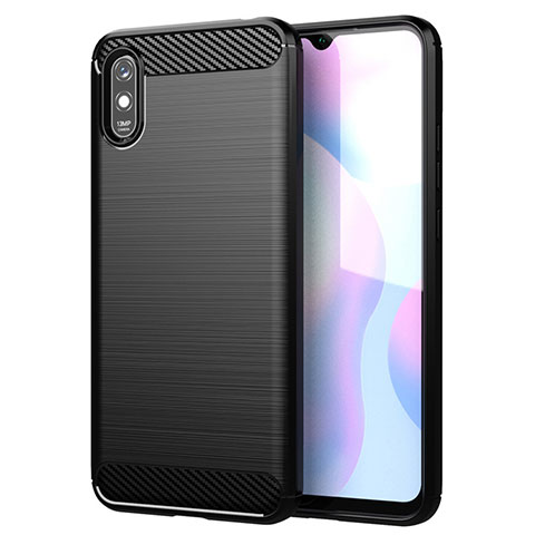 Silikon Hülle Handyhülle Gummi Schutzhülle Flexible Tasche Line für Xiaomi Redmi 9AT Schwarz