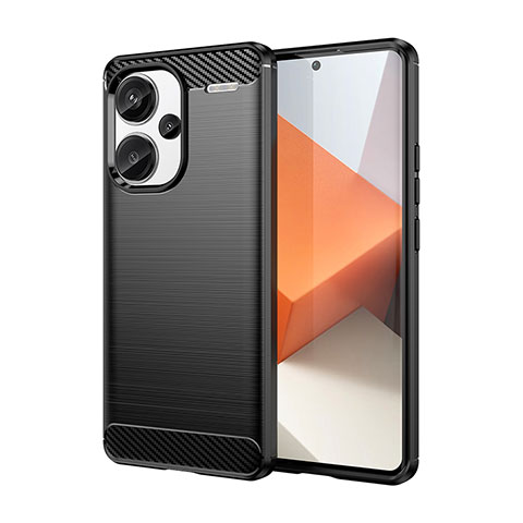 Silikon Hülle Handyhülle Gummi Schutzhülle Flexible Tasche Line für Xiaomi Redmi Note 13 Pro+ Plus 5G Schwarz