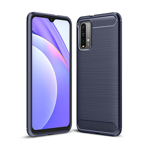 Silikon Hülle Handyhülle Gummi Schutzhülle Flexible Tasche Line für Xiaomi Redmi Note 9 4G Blau