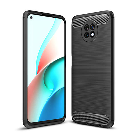 Silikon Hülle Handyhülle Gummi Schutzhülle Flexible Tasche Line für Xiaomi Redmi Note 9 5G Schwarz