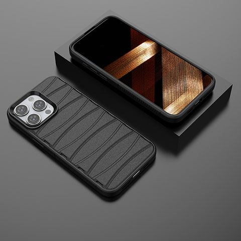Silikon Hülle Handyhülle Gummi Schutzhülle Flexible Tasche Line KC2 für Apple iPhone 15 Pro Max Schwarz