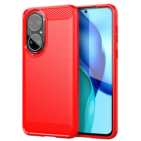 Silikon Hülle Handyhülle Gummi Schutzhülle Flexible Tasche Line MF1 für Huawei P50 Pro Rot