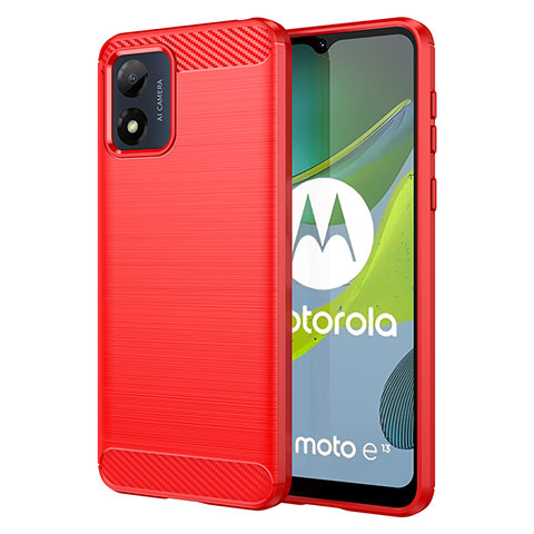 Silikon Hülle Handyhülle Gummi Schutzhülle Flexible Tasche Line MF1 für Motorola Moto E13 Rot