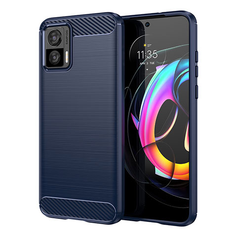 Silikon Hülle Handyhülle Gummi Schutzhülle Flexible Tasche Line MF1 für Motorola Moto Edge 30 Lite 5G Blau