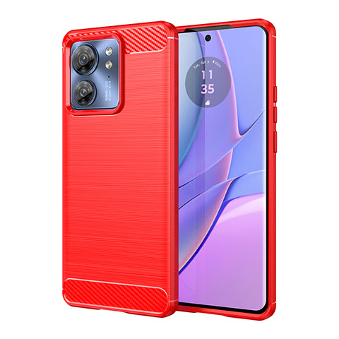 Silikon Hülle Handyhülle Gummi Schutzhülle Flexible Tasche Line MF1 für Motorola Moto Edge 40 5G Rot