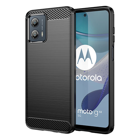 Silikon Hülle Handyhülle Gummi Schutzhülle Flexible Tasche Line MF1 für Motorola Moto G53 5G Schwarz