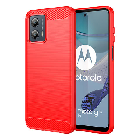 Silikon Hülle Handyhülle Gummi Schutzhülle Flexible Tasche Line MF1 für Motorola Moto G53y 5G Rot