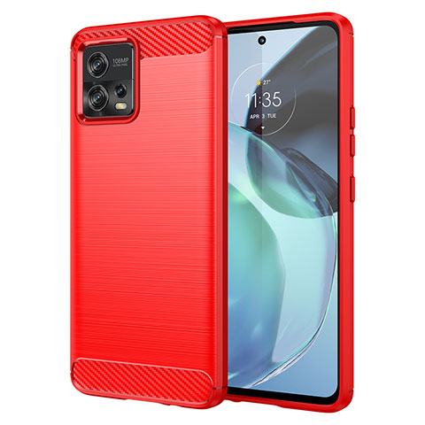 Silikon Hülle Handyhülle Gummi Schutzhülle Flexible Tasche Line MF1 für Motorola Moto G72 Rot