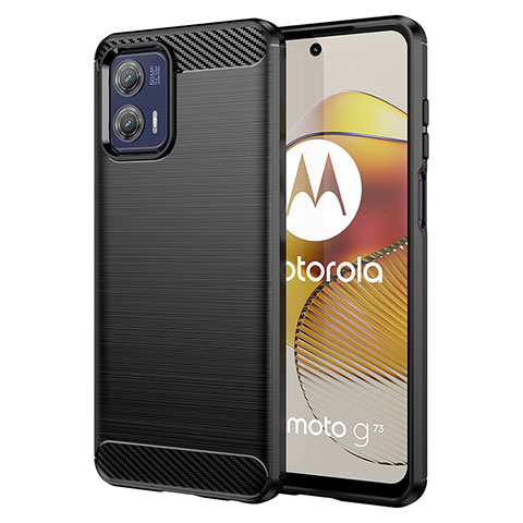 Silikon Hülle Handyhülle Gummi Schutzhülle Flexible Tasche Line MF1 für Motorola Moto G73 5G Schwarz