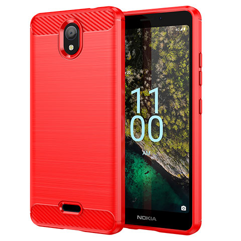 Silikon Hülle Handyhülle Gummi Schutzhülle Flexible Tasche Line MF1 für Nokia C100 Rot