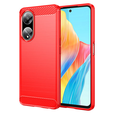 Silikon Hülle Handyhülle Gummi Schutzhülle Flexible Tasche Line MF1 für Oppo F23 5G Rot