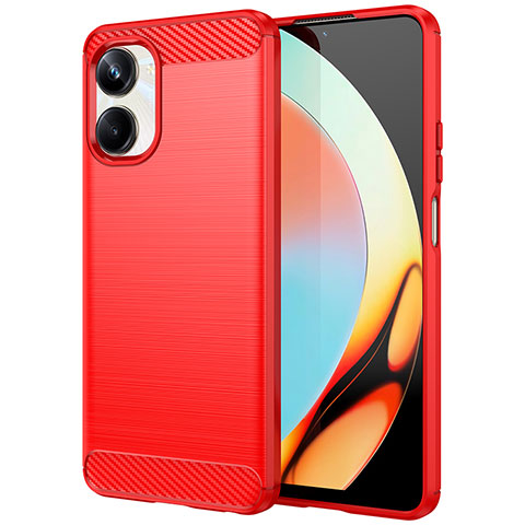 Silikon Hülle Handyhülle Gummi Schutzhülle Flexible Tasche Line MF1 für Realme 10 Pro 5G Rot