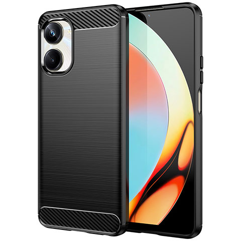 Silikon Hülle Handyhülle Gummi Schutzhülle Flexible Tasche Line MF1 für Realme 10 Pro 5G Schwarz