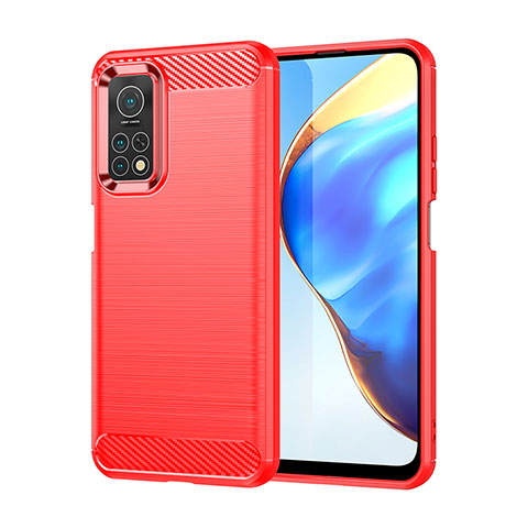 Silikon Hülle Handyhülle Gummi Schutzhülle Flexible Tasche Line MF1 für Xiaomi Mi 10T Pro 5G Rot