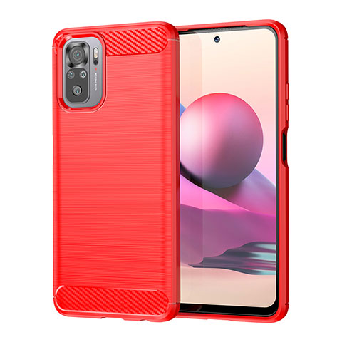 Silikon Hülle Handyhülle Gummi Schutzhülle Flexible Tasche Line MF1 für Xiaomi Redmi Note 10 4G Rot