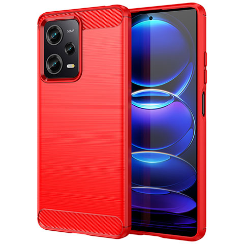 Silikon Hülle Handyhülle Gummi Schutzhülle Flexible Tasche Line MF1 für Xiaomi Redmi Note 12 Pro 5G Rot