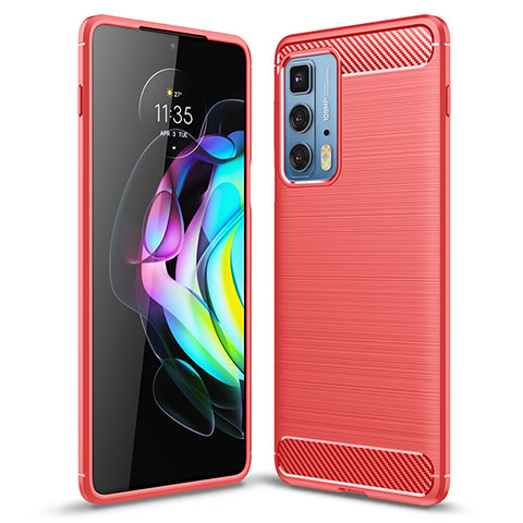 Silikon Hülle Handyhülle Gummi Schutzhülle Flexible Tasche Line S01 für Motorola Moto Edge 20 Pro 5G Rot