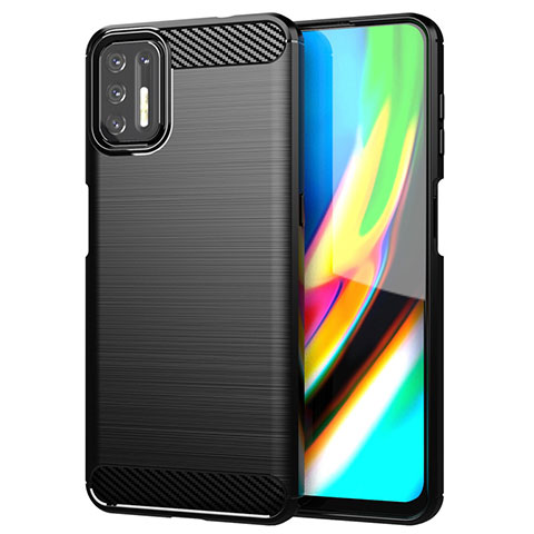 Silikon Hülle Handyhülle Gummi Schutzhülle Flexible Tasche Line S01 für Motorola Moto G9 Plus Schwarz