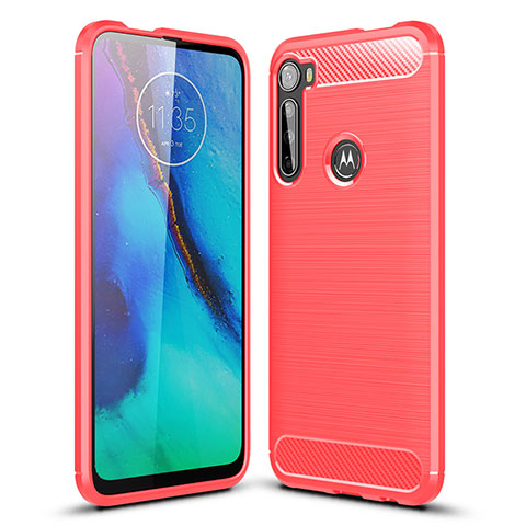 Silikon Hülle Handyhülle Gummi Schutzhülle Flexible Tasche Line S01 für Motorola Moto One Fusion Plus Rot